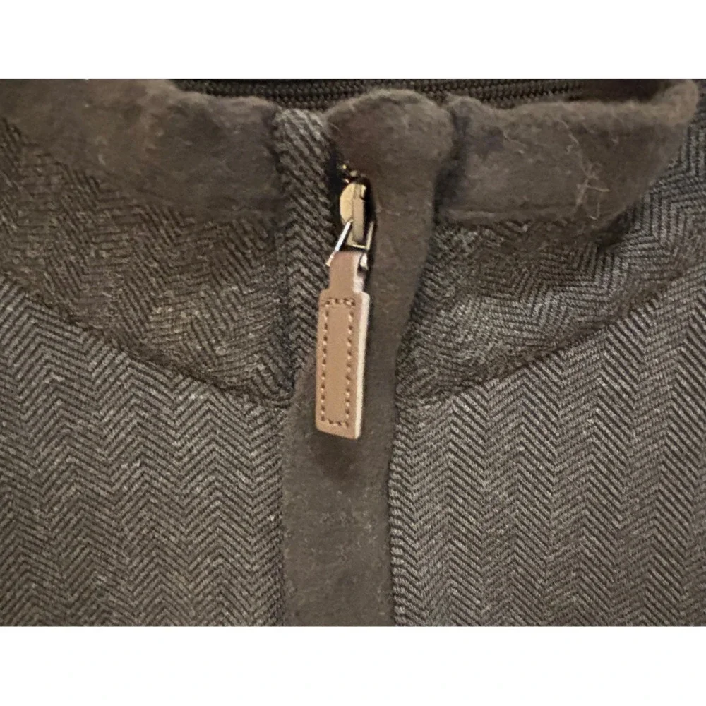 Johnston & Murphy Mens Brown Herringbone Quarter Zip Pullover Sweater XL 74-4598